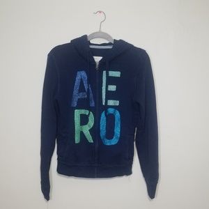 Navy blue aero glitter hoodie